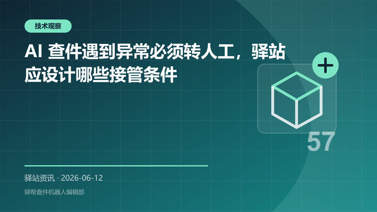 AI 查件遇到异常必须转人工，驿站应设计哪些接管条件